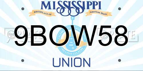9BOW58 Mississippi License Plate