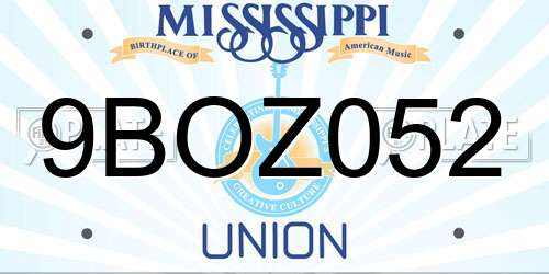 9BOZ052 Mississippi License Plate