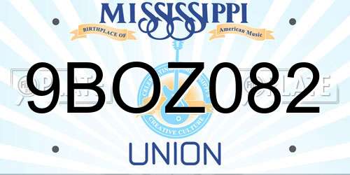 9BOZ082 Mississippi License Plate