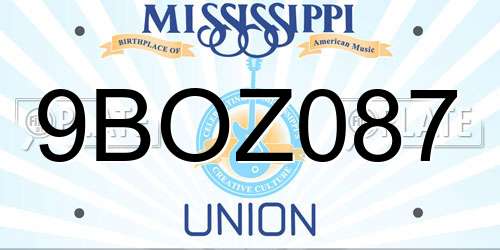 9BOZ087 Mississippi License Plate