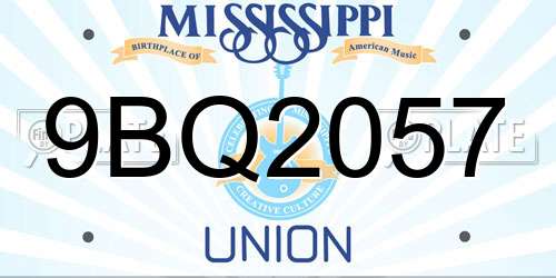 9BQ2057 Mississippi License Plate