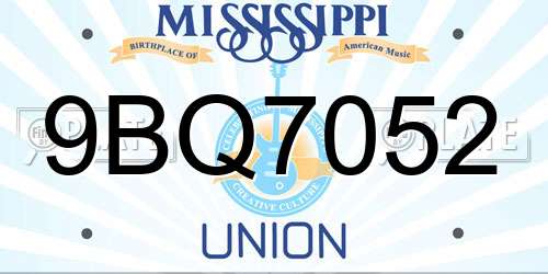 9BQ7052 Mississippi License Plate