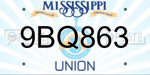 9BQ863 Mississippi License Plate