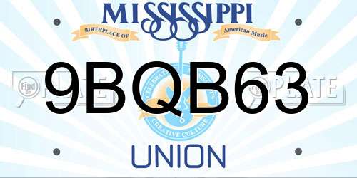 9BQB63 Mississippi License Plate