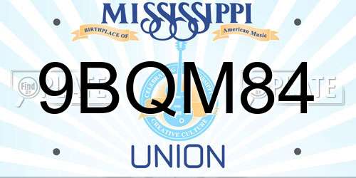 9BQM84 Mississippi License Plate