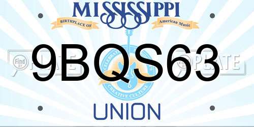 9BQS63 Mississippi License Plate
