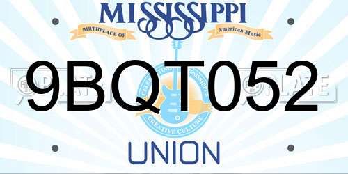 9BQT052 Mississippi License Plate