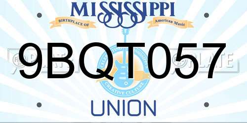 9BQT057 Mississippi License Plate