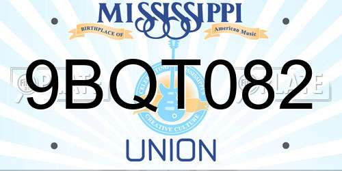 9BQT082 Mississippi License Plate