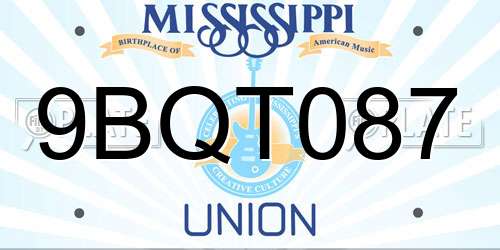 9BQT087 Mississippi License Plate