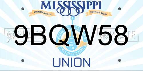 9BQW58 Mississippi License Plate