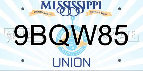 9BQW85 Mississippi License Plate