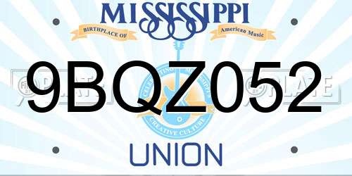 9BQZ052 Mississippi License Plate