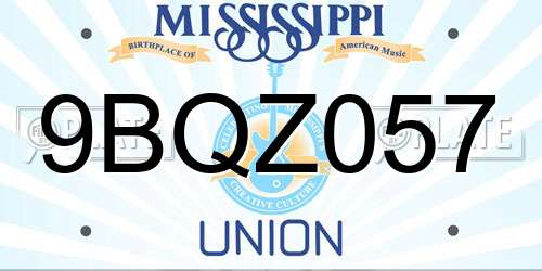 9BQZ057 Mississippi License Plate
