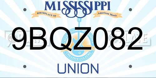 9BQZ082 Mississippi License Plate