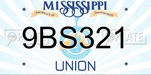 9BS321 Mississippi License Plate