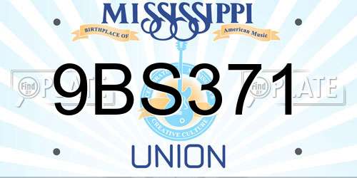 9BS371 Mississippi License Plate