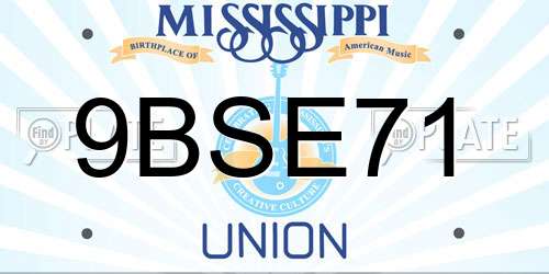 9BSE71 Mississippi License Plate