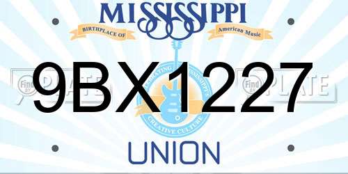 9BX1227 Mississippi License Plate