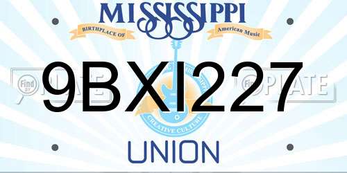 9BXI227 Mississippi License Plate