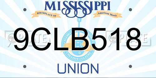 9CLB518 Mississippi License Plate