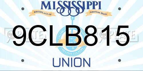 9CLB815 Mississippi License Plate