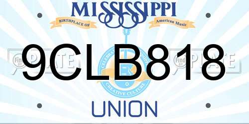 9CLB818 Mississippi License Plate
