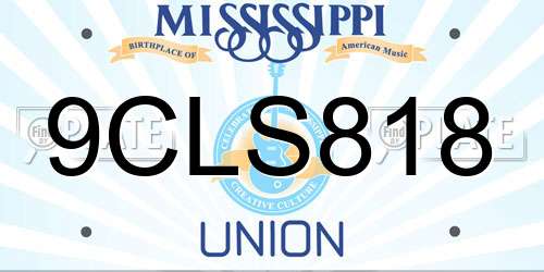 9CLS818 Mississippi License Plate