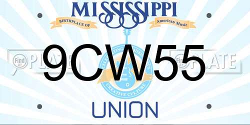 9CW55 Mississippi License Plate