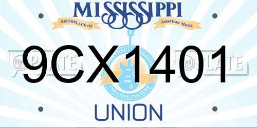 9CX1401 Mississippi License Plate