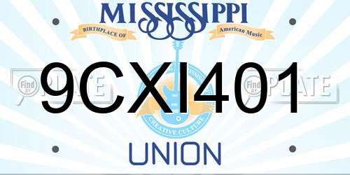 9CXI401 Mississippi License Plate