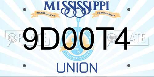 9D00T4 Mississippi License Plate