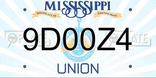 9D00Z4 Mississippi License Plate