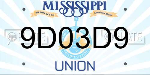 9D03D9 Mississippi License Plate