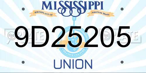 9D25205 Mississippi License Plate