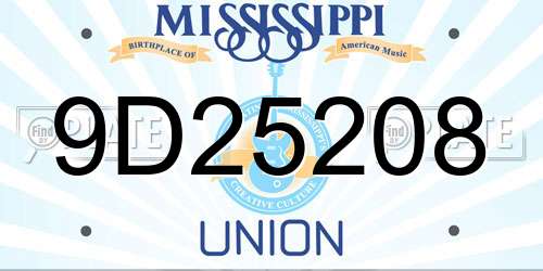 9D25208 Mississippi License Plate