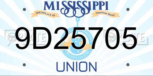 9D25705 Mississippi License Plate