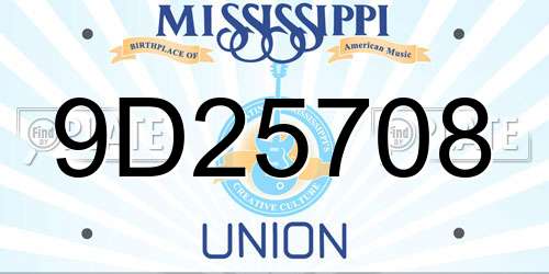 9D25708 Mississippi License Plate
