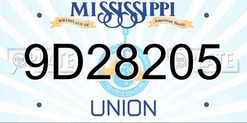 9D28205 Mississippi License Plate