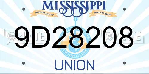 9D28208 Mississippi License Plate