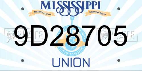 9D28705 Mississippi License Plate