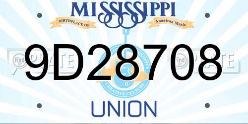 9D28708 Mississippi License Plate