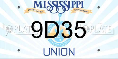 9D35 Mississippi License Plate