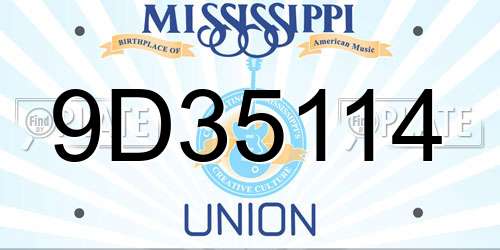 9D35114 Mississippi License Plate