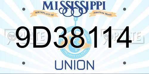 9D38114 Mississippi License Plate