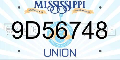9D56748 Mississippi License Plate