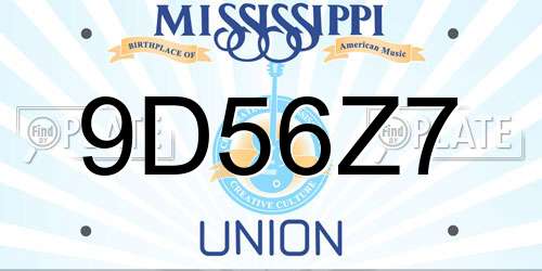 9D56Z7 Mississippi License Plate