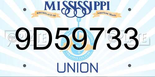 9D59733 Mississippi License Plate