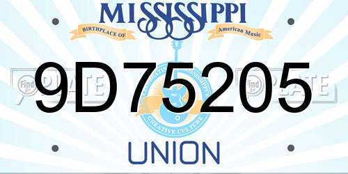 9D75205 Mississippi License Plate