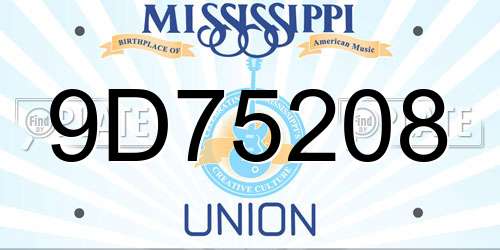 9D75208 Mississippi License Plate